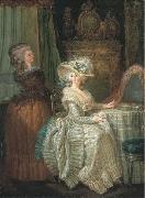Dame elegante a sa table de toilette avec une servante, Attributed to henry pether